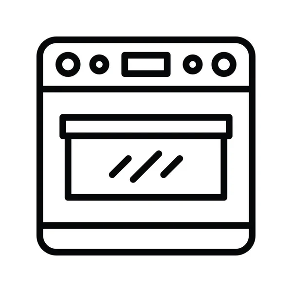 Sütő Kemence Vektor Körvonala Icon Design Illusztráció Housekeeping Symbol Fehér — Stock Vector