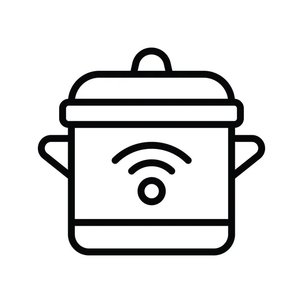 Smart Cooker Vektor Vázlat Ikon Design Illusztráció Housekeeping Symbol Fehér — Stock Vector
