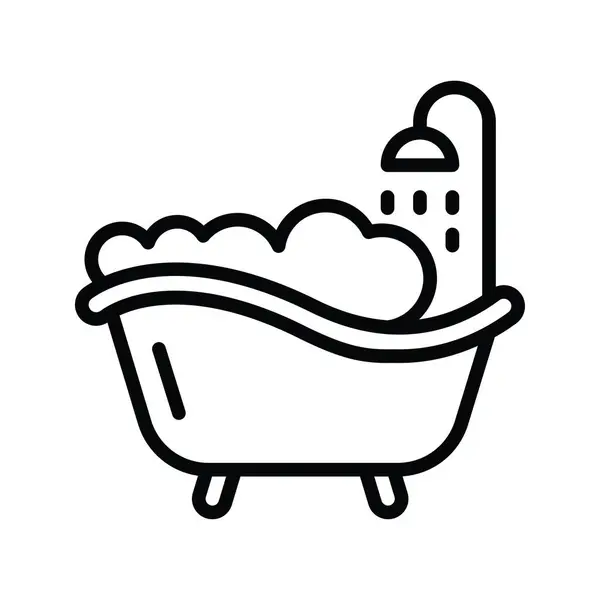 Fürdőkád Vektor Vázlat Ikon Design Illusztráció Housekeeping Symbol Fehér Háttér — Stock Vector