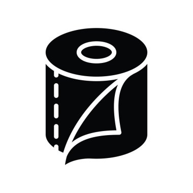 Doku Roll vektörü katı Simge Tasarımı çizimi. Beyaz arkaplan EPS 10 Dosyasında Temizlik Sembolü