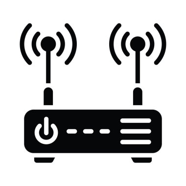 Yönlendirici vektörü katı Simge Tasarımı çizimi. Beyaz arkaplan EPS 10 Dosyasında Temizlik Sembolü