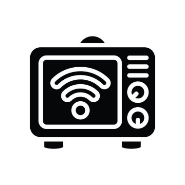 Akıllı TV vektörü katı Simge Tasarımı çizimi. Beyaz arkaplan EPS 10 Dosyasında Temizlik Sembolü