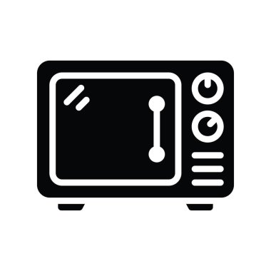 Mikrodalga fırın katı ikon tasarım çizimi. Beyaz arkaplan EPS 10 Dosyasında Temizlik Sembolü