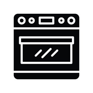 Fırın vektörü katı simge tasarımı çizimi. Beyaz arkaplan EPS 10 Dosyasında Temizlik Sembolü