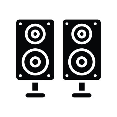 Hoparlörler Katı Simge Tasarımı illüstrasyonu. Beyaz arkaplan EPS 10 Dosyasında Temizlik Sembolü