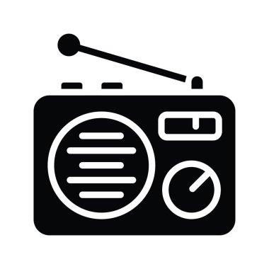 Radyo vektörü katı Simge Tasarımı çizimi. Beyaz arkaplan EPS 10 Dosyasında Temizlik Sembolü