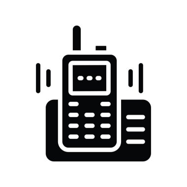 Kablosuz telefon vektörü katı simge tasarımı çizimi. Beyaz arkaplan EPS 10 Dosyasında Temizlik Sembolü