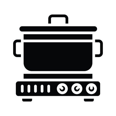 Pişirme vektörü katı Simge Tasarımı illüstrasyonu. Beyaz arkaplan EPS 10 Dosyasında Temizlik Sembolü