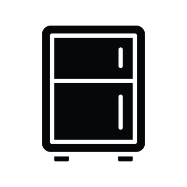 Buzdolabı vektörü katı Simge Tasarımı çizimi. Beyaz arkaplan EPS 10 Dosyasında Temizlik Sembolü