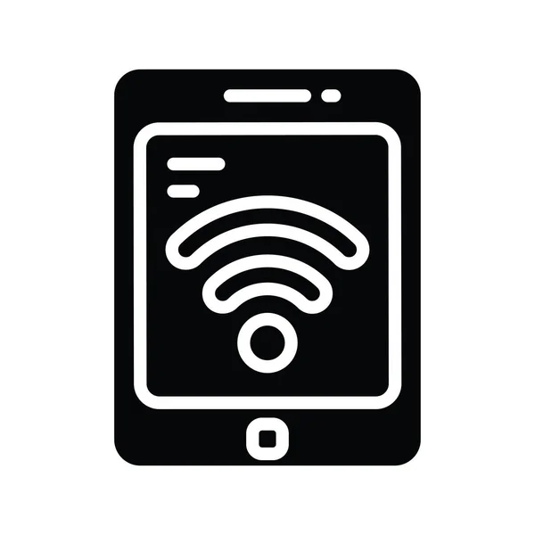 Teléfono Wifi Vector Sólido Icono Diseño Ilustración Símbolo Limpieza Sobre — Vector de stock