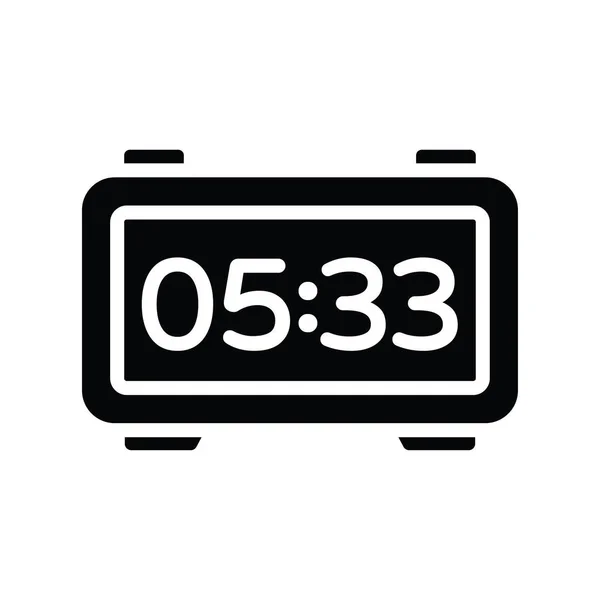 Digital Clock Vector Solid Icon Design Illustration Housekeeping Symbol White — Stock Vector