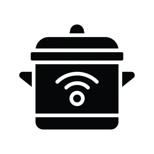 Smart Cooker Vektor Szilárd Ikon Design Illusztráció Housekeeping Symbol Fehér — Stock Vector