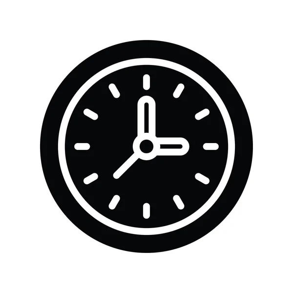 Orologio Vettore Solido Icona Design Illustrazione Simbolo Pulizia Sfondo Bianco — Vettoriale Stock