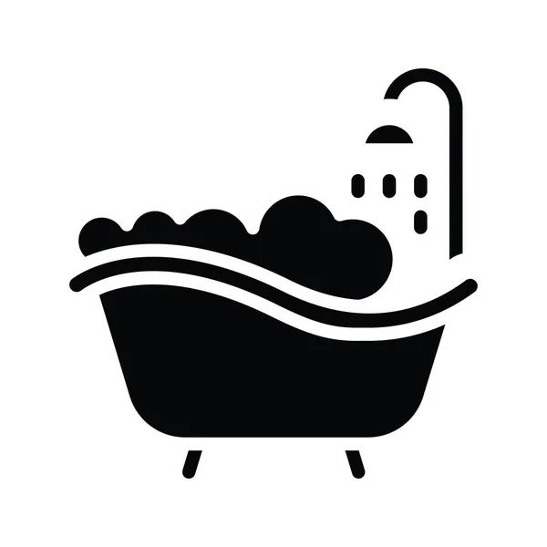 Ванна Векторна Суцільна Іконка Дизайн Ілюстрація Символ Зберігання Білому Тлі — стоковий вектор