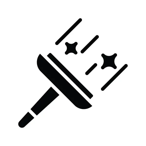 Reinigungsbürste Vektor Solide Icon Design Illustration Hauswirtschaftssymbol Auf Weißem Hintergrund — Stockvektor