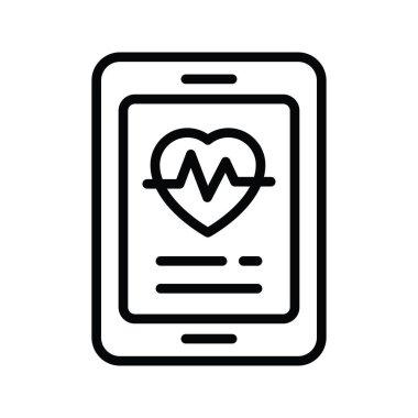 Sağlık Uygulaması vektör ana hatları Simge Tasarım çizimi. Beyaz arkaplan EPS 10 Dosyasında Tıbbi Sembol