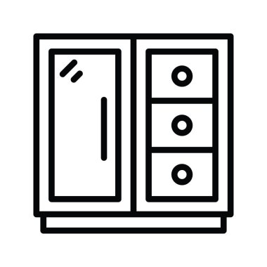 Dolap vektörü taslağı Simge Tasarımı illüstrasyonu. Beyaz arkaplan EPS 10 Dosyasında Tıbbi Sembol