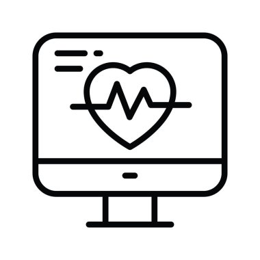 Kardiyogram vektör taslağı Simge Tasarım çizimi. Beyaz arkaplan EPS 10 Dosyasında Tıbbi Sembol