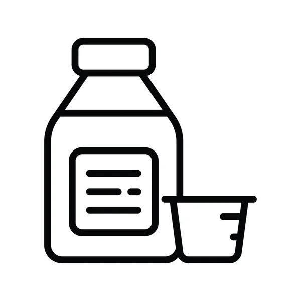 Сироп Пляшка Векторний Контур Іконка Дизайн Ілюстрація Медичний Символ Білому — стоковий вектор