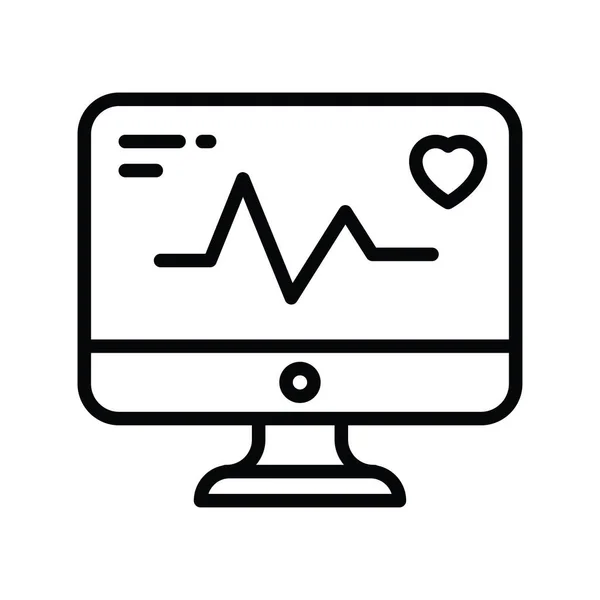Ecg Monitor Vector Outline Icon Design Illustration Медицинский Символ Белом — стоковый вектор