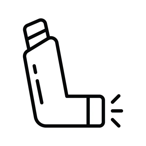 Asma Inhaler Vector Outline Icon Design Illustration Inglês Símbolo Médico — Vetor de Stock