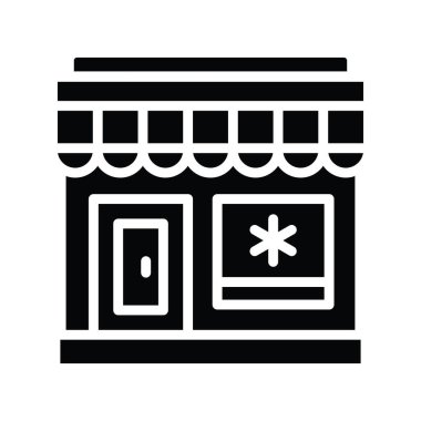 Eczane vektörü katı Simge Tasarımı çizimi. Beyaz arkaplan EPS 10 Dosyasında Tıbbi Sembol