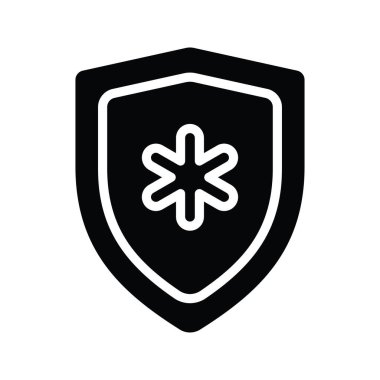 Tıbbi Güvenlik Vektörü Katı Simge Tasarımı çizimi. Beyaz arkaplan EPS 10 Dosyasında Tıbbi Sembol