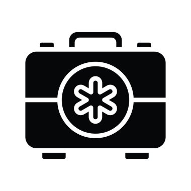 İlk Yardım Vektörü Katı Simge Tasarımı çizimi. Beyaz arkaplan EPS 10 Dosyasında Tıbbi Sembol