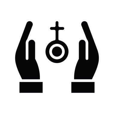 Kadın cinsiyet vektörü katı simge tasarımı çizimi. Beyaz arkaplan EPS 10 Dosyasında Tıbbi Sembol