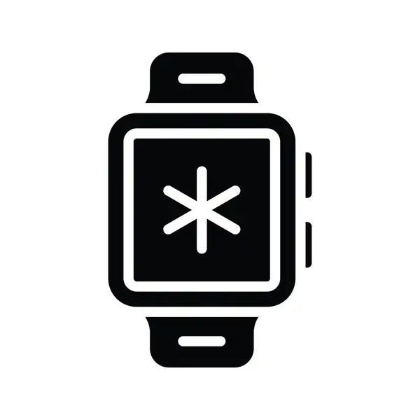 Smart Watch Vector Solid Icon Design Illustration Medical Symbol White — Stock Vector