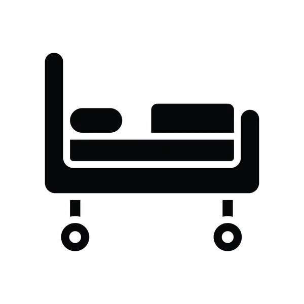 Hospital Bed Vector Solid Icon Design Illustration Medical Symbol White — Stock Vector