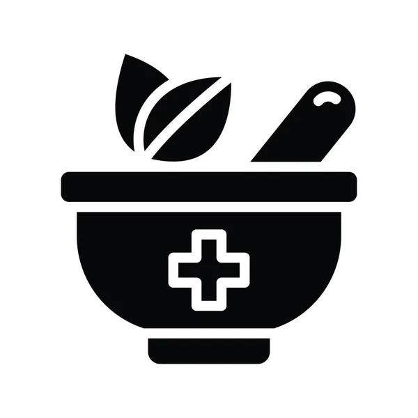 Pflanzliche Medizin Vektor Solide Icon Design Illustration Medizinisches Symbol Auf — Stockvektor