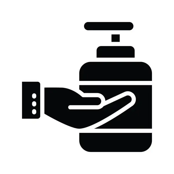 Ręczny Wektor Sanitizer Solidna Ikona Projekt Ilustracja Symbol Medyczny Białym — Wektor stockowy