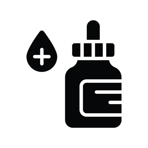 Дроппер Пляшка Вектор Твердої Ікони Дизайн Ілюстрація Медичний Символ Білому — стоковий вектор