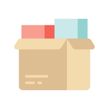 Paketleme vektörü Düz Simge Tasarım illüstrasyonunu sırala. Beyaz arkaplan EPS 10 Dosyasında Ürün Yönetimi Sembolü