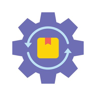 Geliştirme Süreci Düz Simge Tasarım Çizimi. Beyaz arkaplan EPS 10 Dosyasında Ürün Yönetimi Sembolü