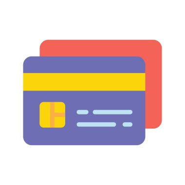 Kredi kartı vektörü Düz Simge Tasarım illüstrasyonu. Beyaz arkaplan EPS 10 Dosyasında Ürün Yönetimi Sembolü