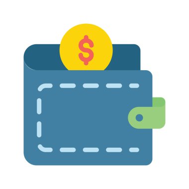 Cash Wallet vektörü Düz Simge Tasarım çizimi. Beyaz arkaplan EPS 10 Dosyasında Ürün Yönetimi Sembolü