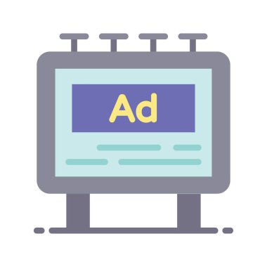 Billboard vektörü Düz Simge Tasarım illüstrasyonu. Beyaz arkaplan EPS 10 Dosyasında Ürün Yönetimi Sembolü