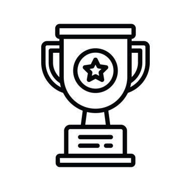 Trophy vektör anahatları Simge Tasarımı illüstrasyonu. Beyaz arkaplan EPS 10 Dosyasında Ürün Yönetimi Sembolü