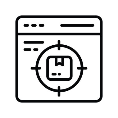 Hedef Ürün vektör ana hatları Simge Tasarım çizimi. Beyaz arkaplan EPS 10 Dosyasında Ürün Yönetimi Sembolü