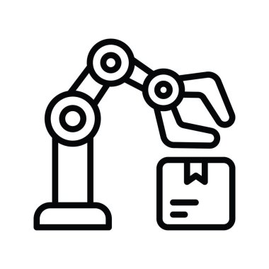 Robotik Kol vektör taslağı Simge Tasarım çizimi. Beyaz arkaplan EPS 10 Dosyasında Ürün Yönetimi Sembolü