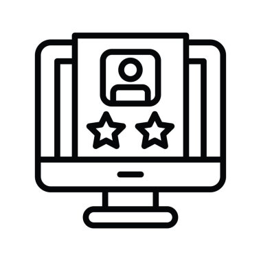 Profil Gözden Geçirme vektör taslağı Simge Tasarımı illüstrasyonu. Beyaz arkaplan EPS 10 Dosyasında Ürün Yönetimi Sembolü