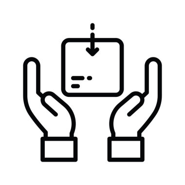 Ürün Paketleme vektör anahatları Simge Tasarım illüstrasyonu. Beyaz arkaplan EPS 10 Dosyasında Ürün Yönetimi Sembolü