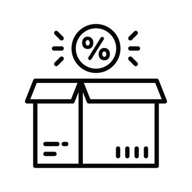 Ürün İndirimi vektör taslağı Simge Tasarımı çizimi. Beyaz arkaplan EPS 10 Dosyasında Ürün Yönetimi Sembolü