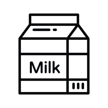Süt Paketi vektör anahatları Simge Tasarım illüstrasyonu. Beyaz arkaplan EPS 10 Dosyasında Ürün Yönetimi Sembolü