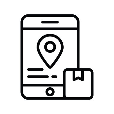 Konum vektörü ana hatları Simge Tasarımı illüstrasyonu. Beyaz arkaplan EPS 10 Dosyasında Ürün Yönetimi Sembolü