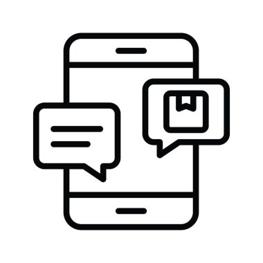 Dağıtım İletisi vektör anahatları Simge Tasarımı illüstrasyonu. Beyaz arkaplan EPS 10 Dosyasında Ürün Yönetimi Sembolü