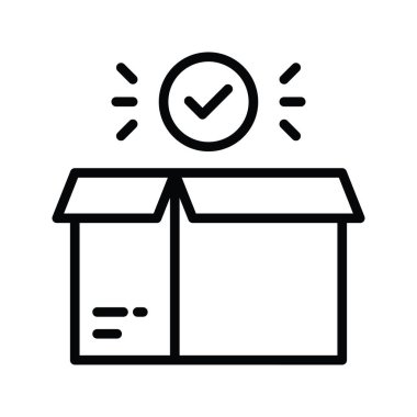 Parsel vektör taslağı Simge Tasarımı illüstrasyonunu kontrol et. Beyaz arkaplan EPS 10 Dosyasında Ürün Yönetimi Sembolü