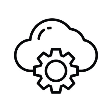 Bulut Api vektör anahatları Simge Tasarım çizimi. Beyaz arkaplan EPS 10 Dosyasında Ürün Yönetimi Sembolü